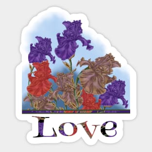 Blooming irises. Love Sticker